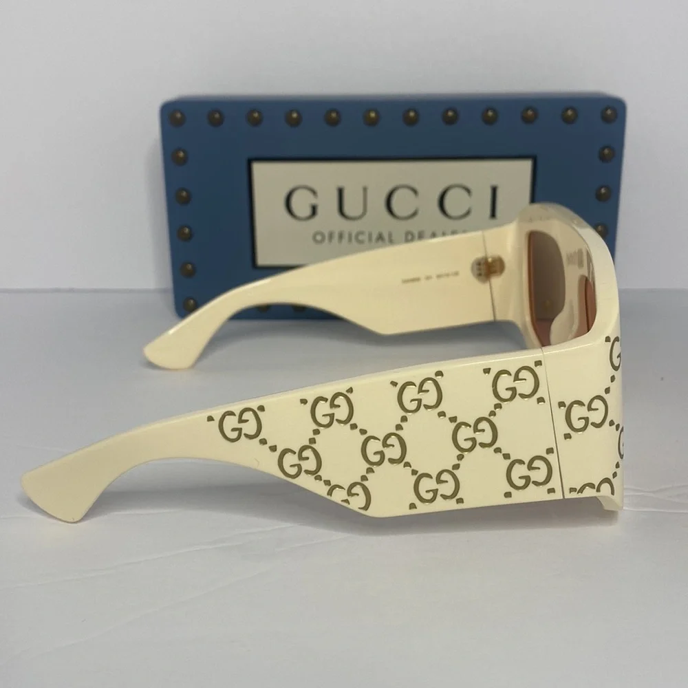 Gucci Rectangular Sunglasses with GG0983s Ivory - Gucci Eyewear